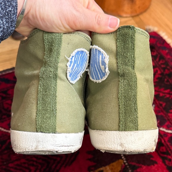 Golden Goose Green High-Top Sneakers with Silver Star Pre-Loved Condition - Picture 4 of 14